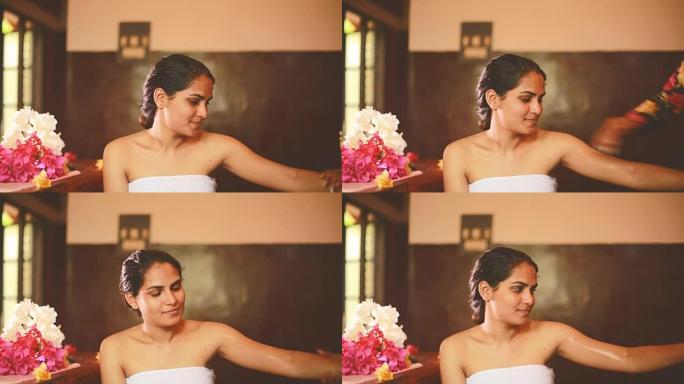 水疗中心的手部按摩