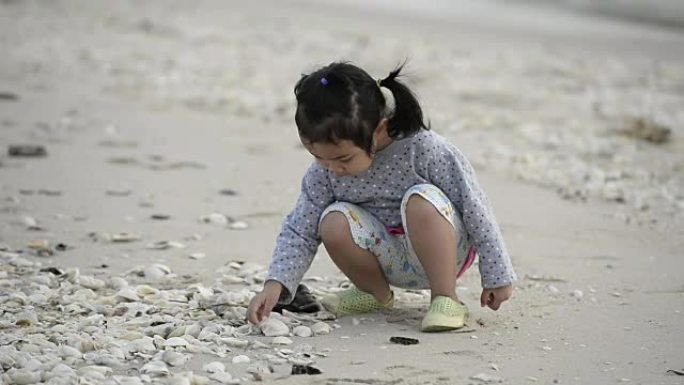 白天在海滩上玩耍的孩子