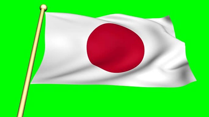 在绿色屏幕上动画的日本国旗
