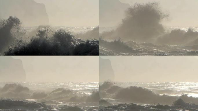 海浪冲击夏威夷北岸