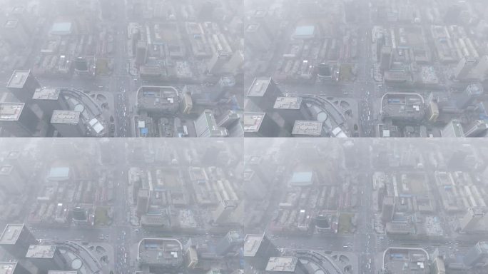 航拍城市空气质量 雾霾沙尘暴