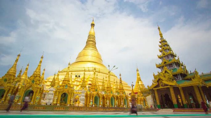 缅甸大金塔。旅游宣传片素材金顶