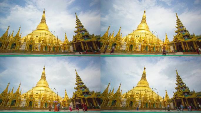 缅甸大金塔。旅游宣传片素材金顶