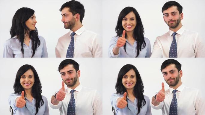 竖起大拇指的商界人士