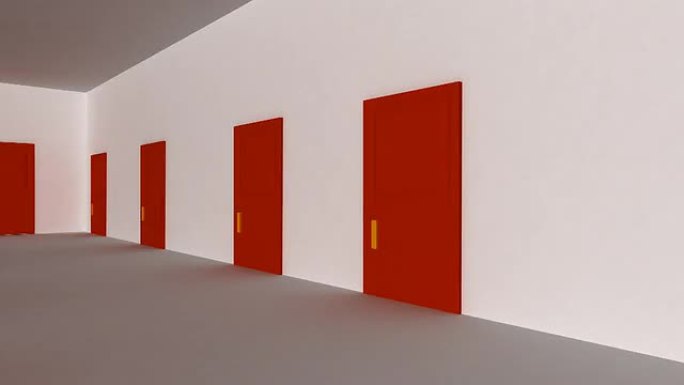 红色走廊三维设计空间