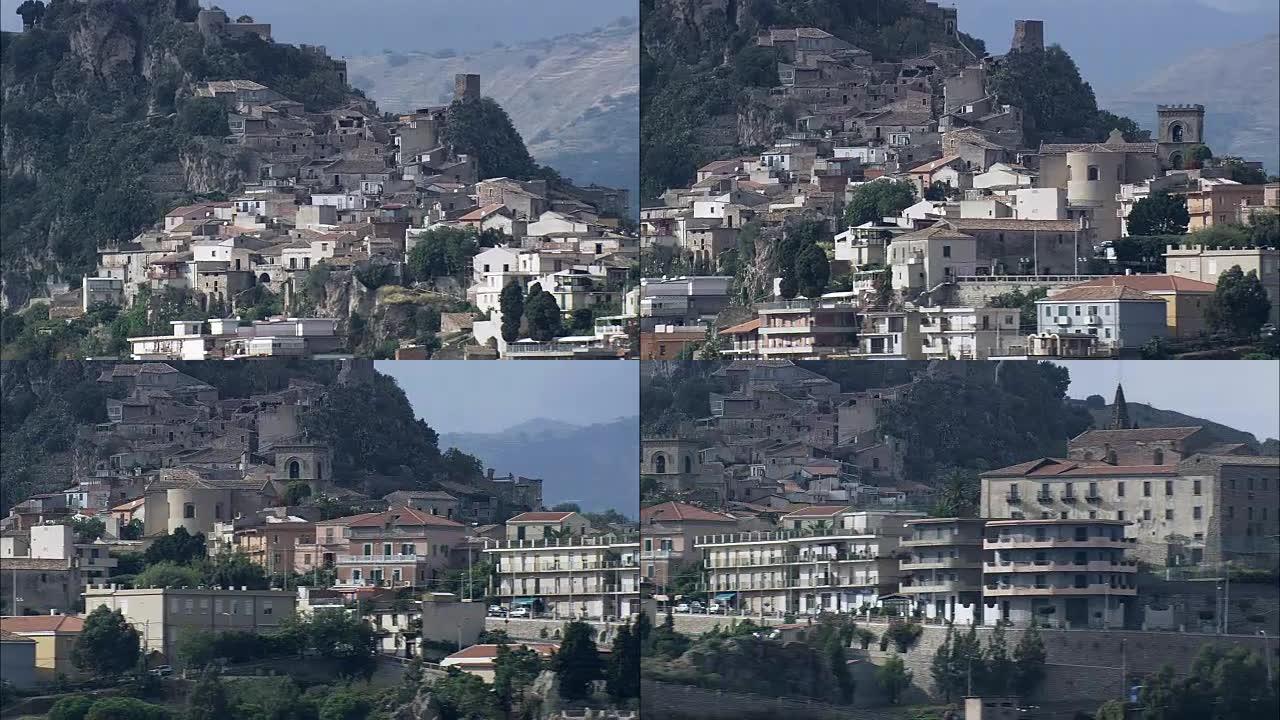 圣玛格丽塔和Forza D'Agro-鸟瞰图-西西里岛，墨西拿省，Forza d'agr ò，意大利
