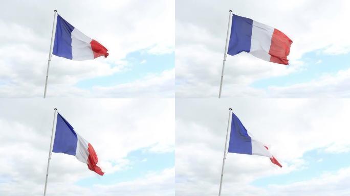 高清：法国国旗在风中飘扬