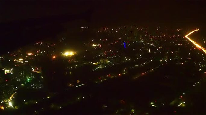 孟买鸟瞰图夜景灯火车流金融中心城市