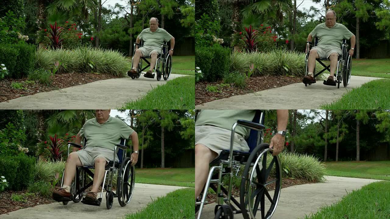 坐轮椅的老人关爱老年敬老院养老院空巢老人