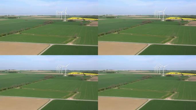 无人机拍摄到丹麦五台巨大的风力涡轮机在海上