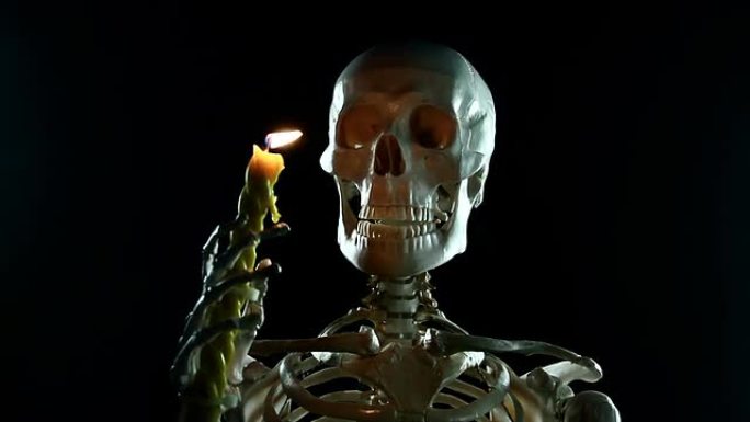 带蜡烛的骷髅骷髅张嘴巴骷髅吹灭蜡烛人体给