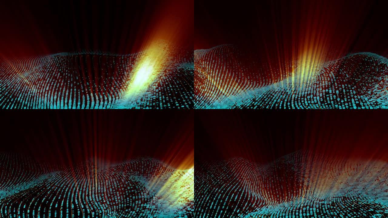 抽象表面和光线抽象粒子扭曲动态波浪线条
