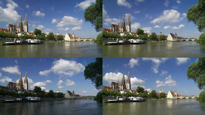 雷根斯堡和多瑙河上的古老石桥