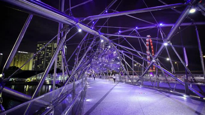 双螺旋桥，新加坡实拍视频素材延时摄影