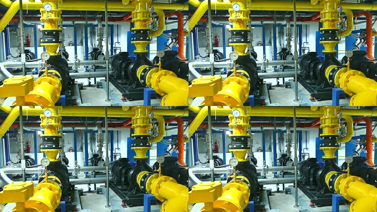 工厂机械厂的内部气阀阀门黄色