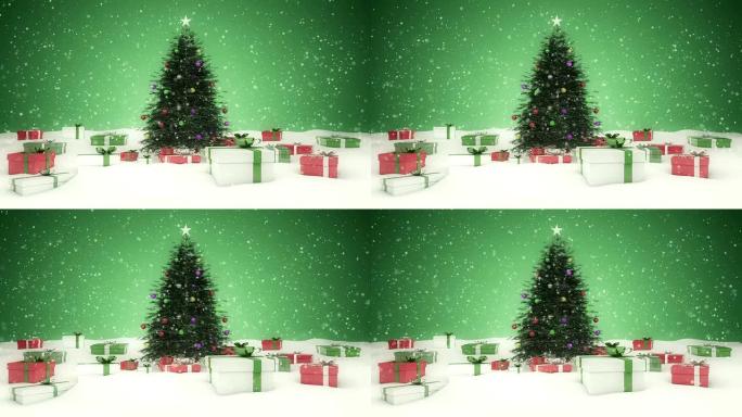 带礼品盒的圣诞树 (可循环)