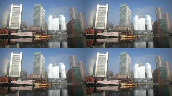 波士顿波士顿金融中心cbd城市航拍