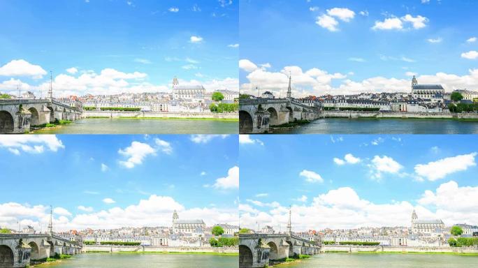 时间流逝：布卢瓦的老桥大教堂和房屋
