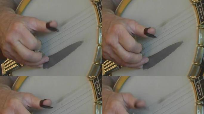 班卓琴特写音乐标清素材音乐乐符练琴