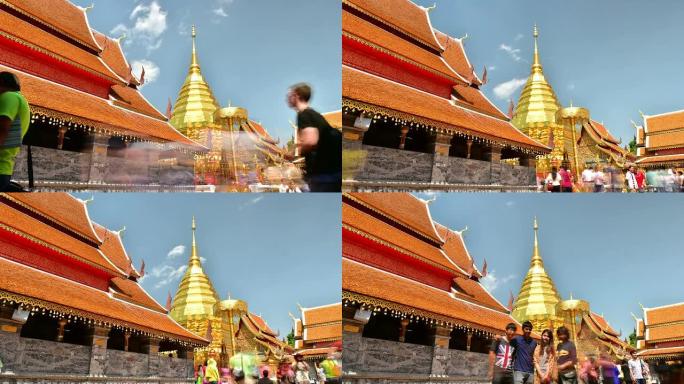 高清延时：泰国清迈Phrathat doi suthep寺庙