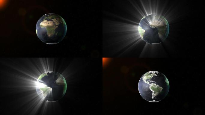 旋转地球刺目地球极光