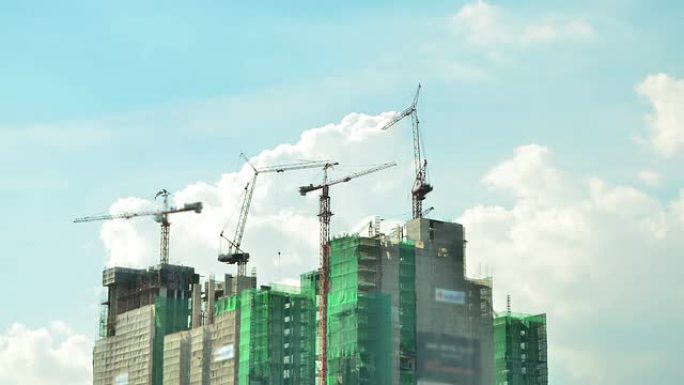 蓝天建筑工地建筑工程塔吊延时房地产行业