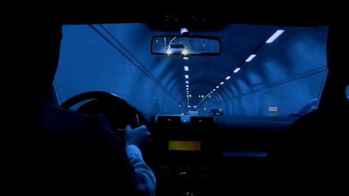 隧道驾驶（蓝色）隧道开车第一视角