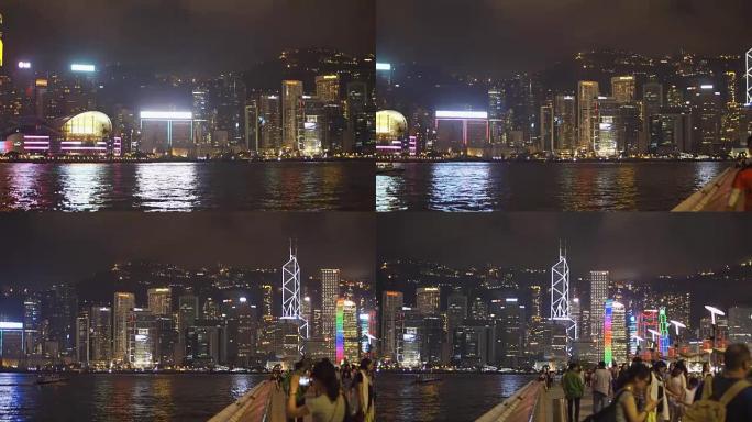 香港灯光交响乐夜景灯火车流金融中心城市