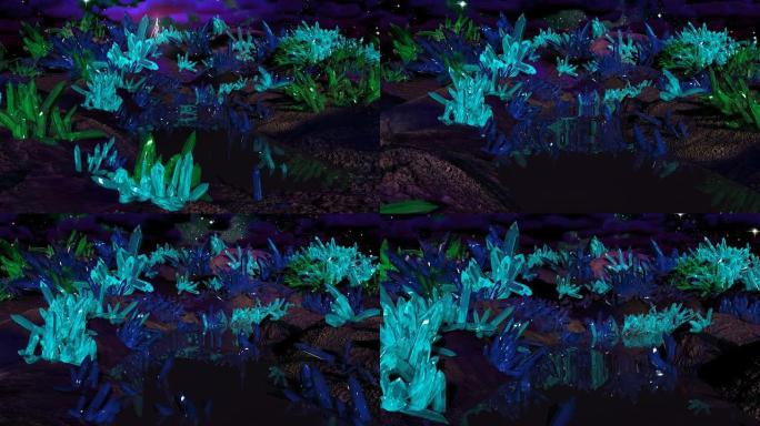 水晶星球视频素材三维动画夜晚阴森
