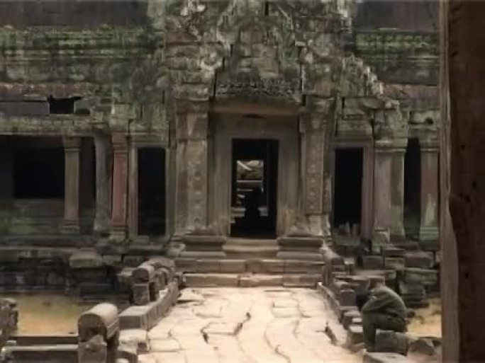 古代石墙视频素材柬埔寨特色建筑