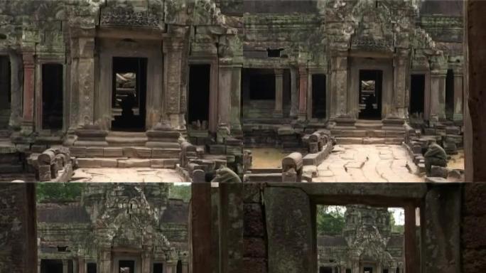 古代石墙视频素材柬埔寨特色建筑