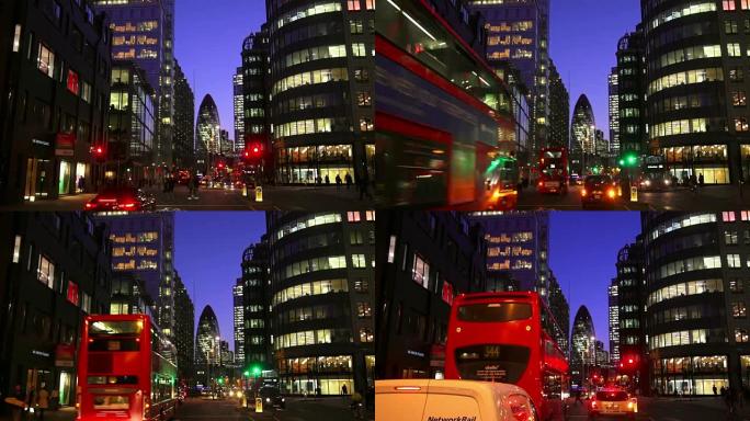 伦敦城和小黄瓜摩天大楼夜景