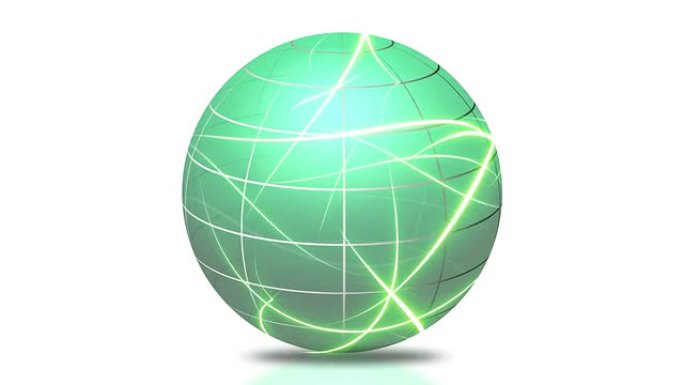 绿色球体网络环路简洁简约光线发光全球化战