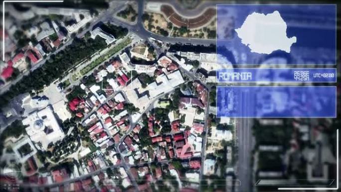 布加勒斯特的未来主义卫星图像视图