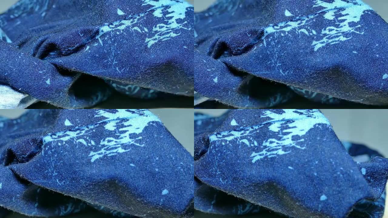 蓝色织物编制手工布料