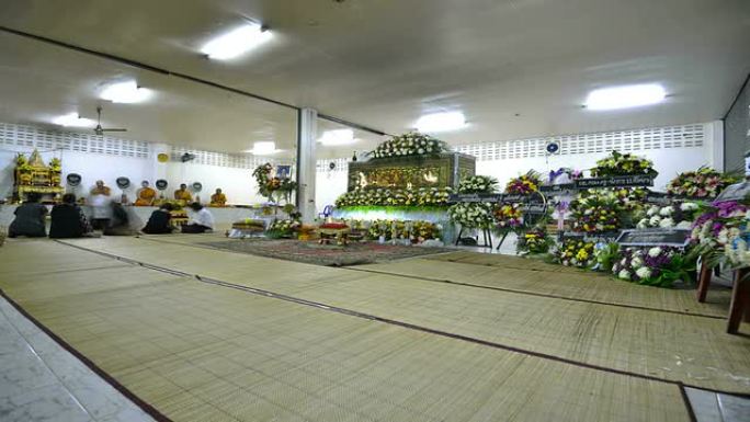 泰国佛教葬礼延时摄影安葬佛堂