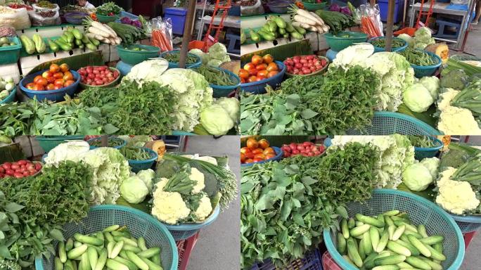 泰国公共市场上的有机蔬菜