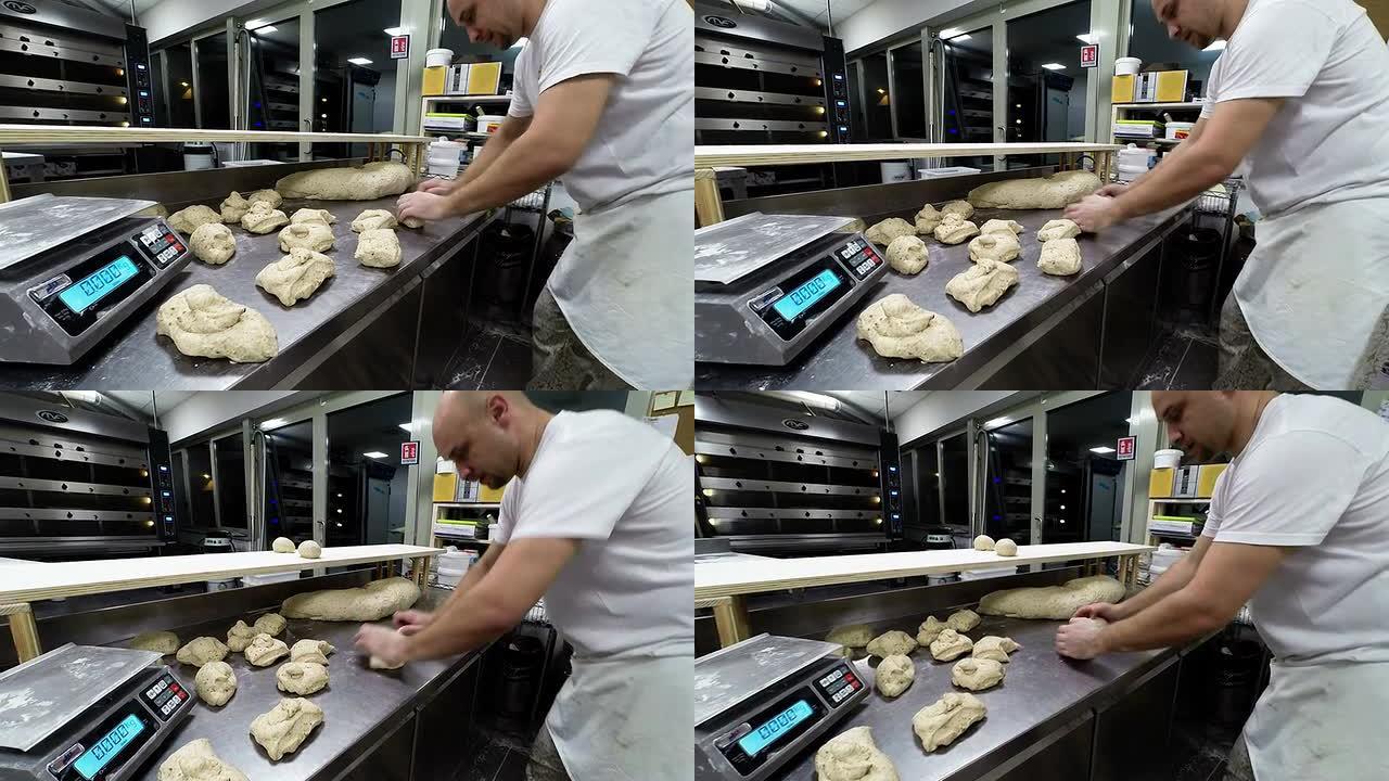 面包师在做面包面团