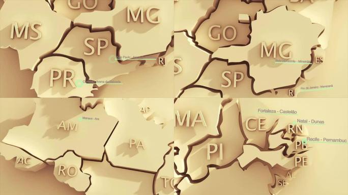 3D巴西地图动画与国家