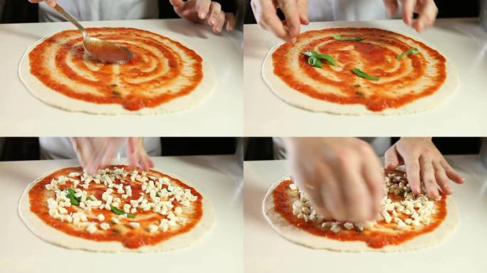 真正的意大利披萨食物美味制作美食