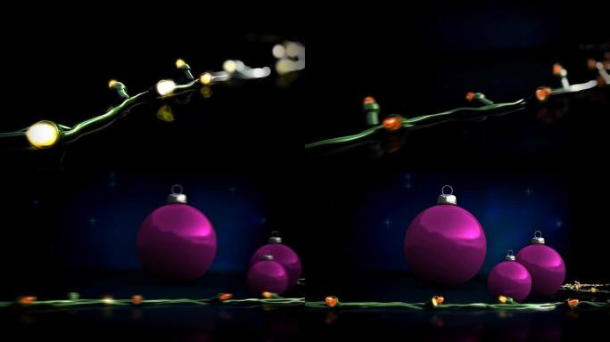 圣诞灯和圣诞球，3D动画