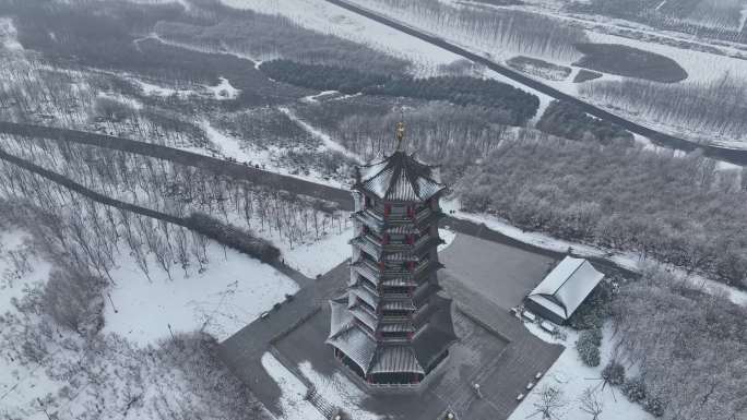 揽秀塔雪景