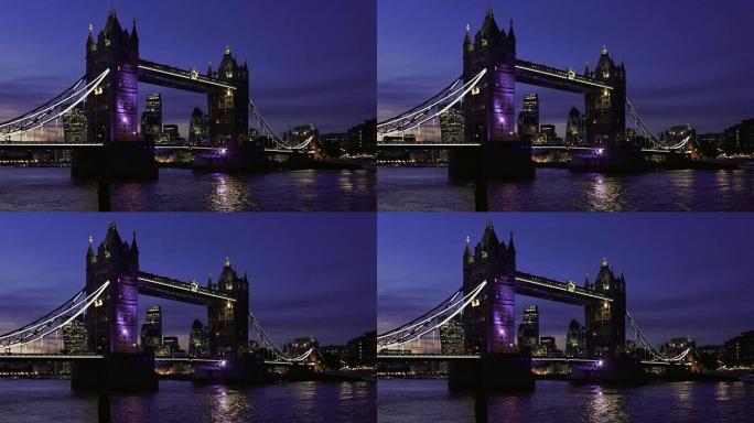 伦敦塔桥和夜晚的城市