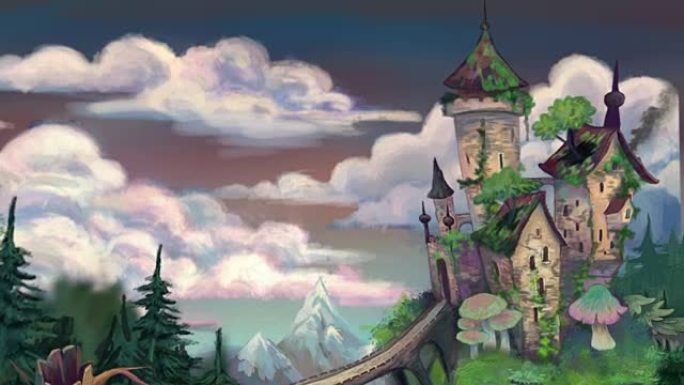 童话城堡欧洲城堡卡通世界插画