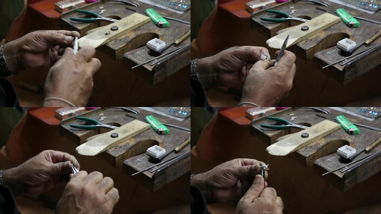 珠宝商手动打造手工制作首饰制作