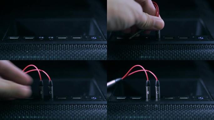 安装有线计算机接口插口输出端特写镜头