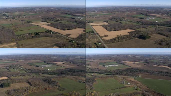 农田侧视图飞行-鸟瞰图-美国怀俄明州纽约