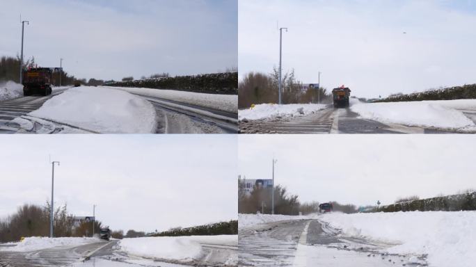 高速公路除雪车除雪东北北方雪后道路清雪