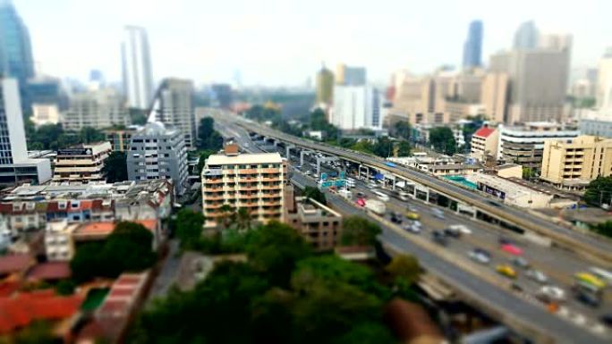 曼谷高速公路延时车流公路汽车快速发展