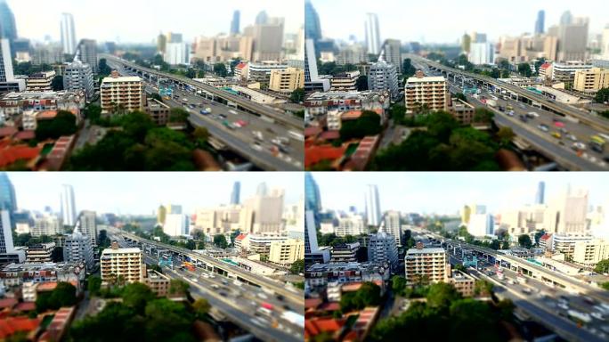 曼谷高速公路延时车流公路汽车快速发展